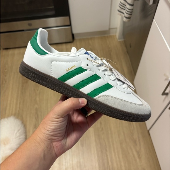 adidas Samba White and Green Sneakers - Picture 1 of 6